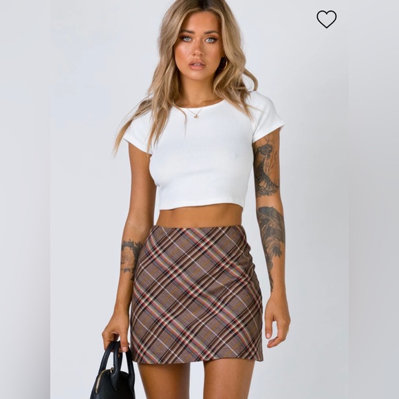 Princess Polly Dresses & Skirts - Princess Polly Darwin Mini Skirt Brown Plaid Multi
